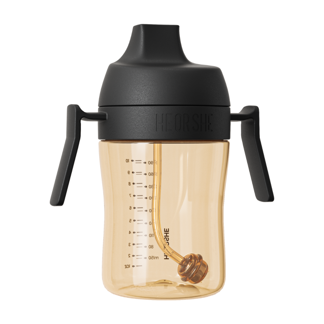 HEORSHE 10 oz Baby Sippy Cup – Spill-Proof, Soft Silicone Spout (Black)