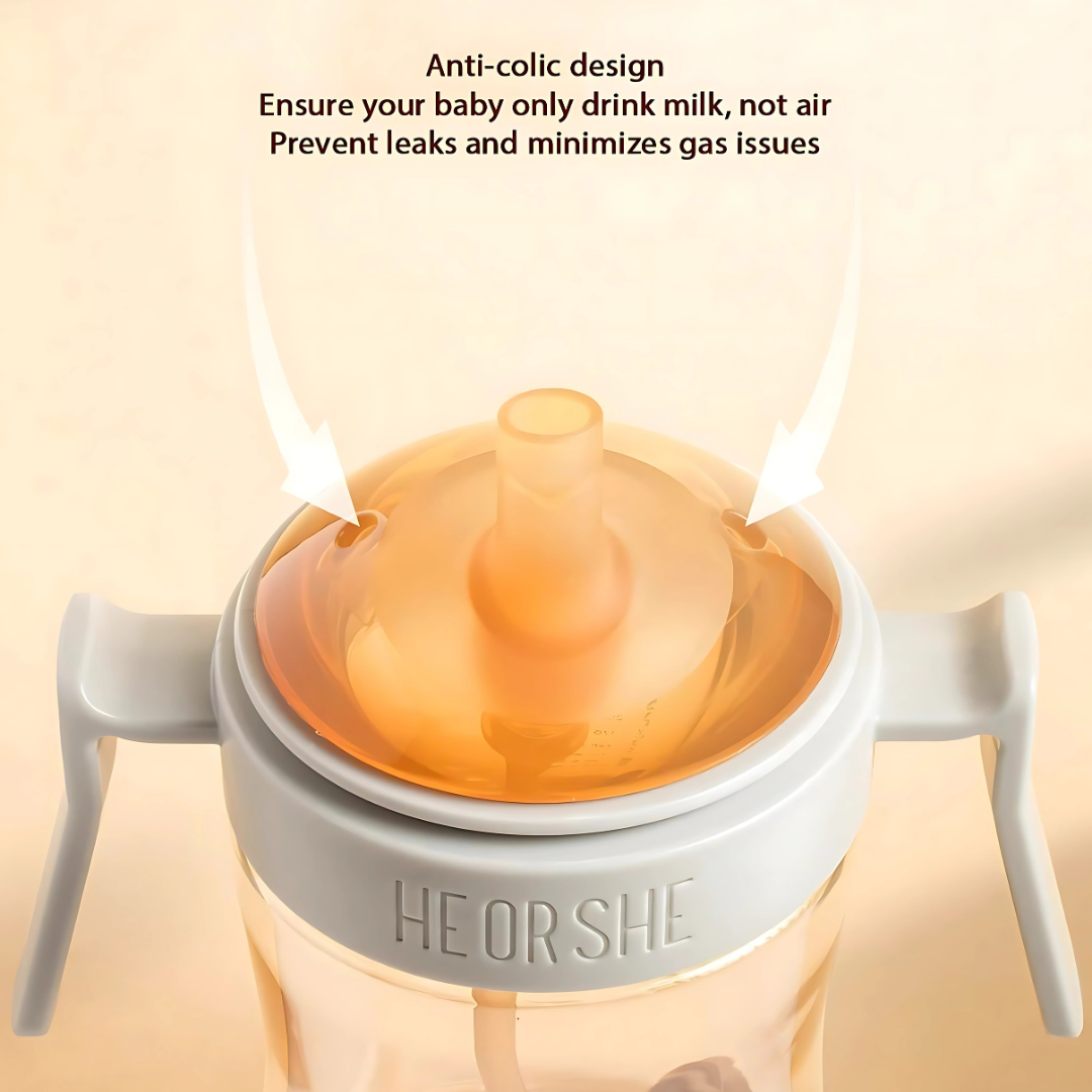 HEORSHE 10 oz Baby Sippy Cup – Spill-Proof, Gentle Soft Spout (Grey)